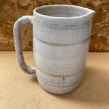 Antique vallauris ceramic pitcher with vintage blue thistle decor