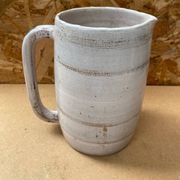 Antique vallauris ceramic pitcher with vintage blue thistle decor