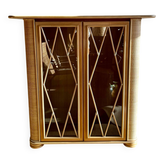 Vitrine en bois et rotin de design italien par Roberti Rattan