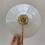 Pair of vintage white opaline pendant lights