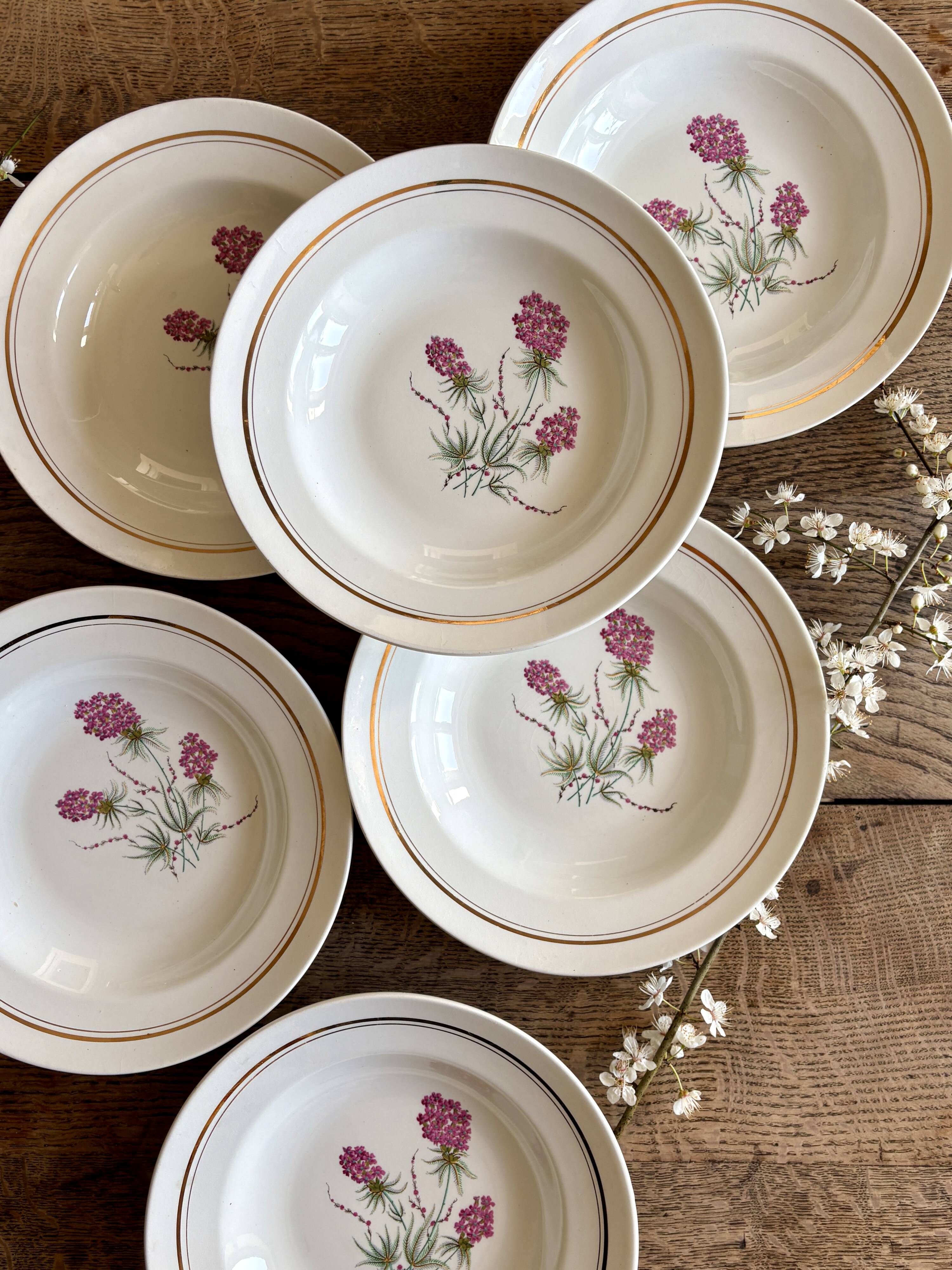 Set of 6 vintage deep plates - Moulin des Loups