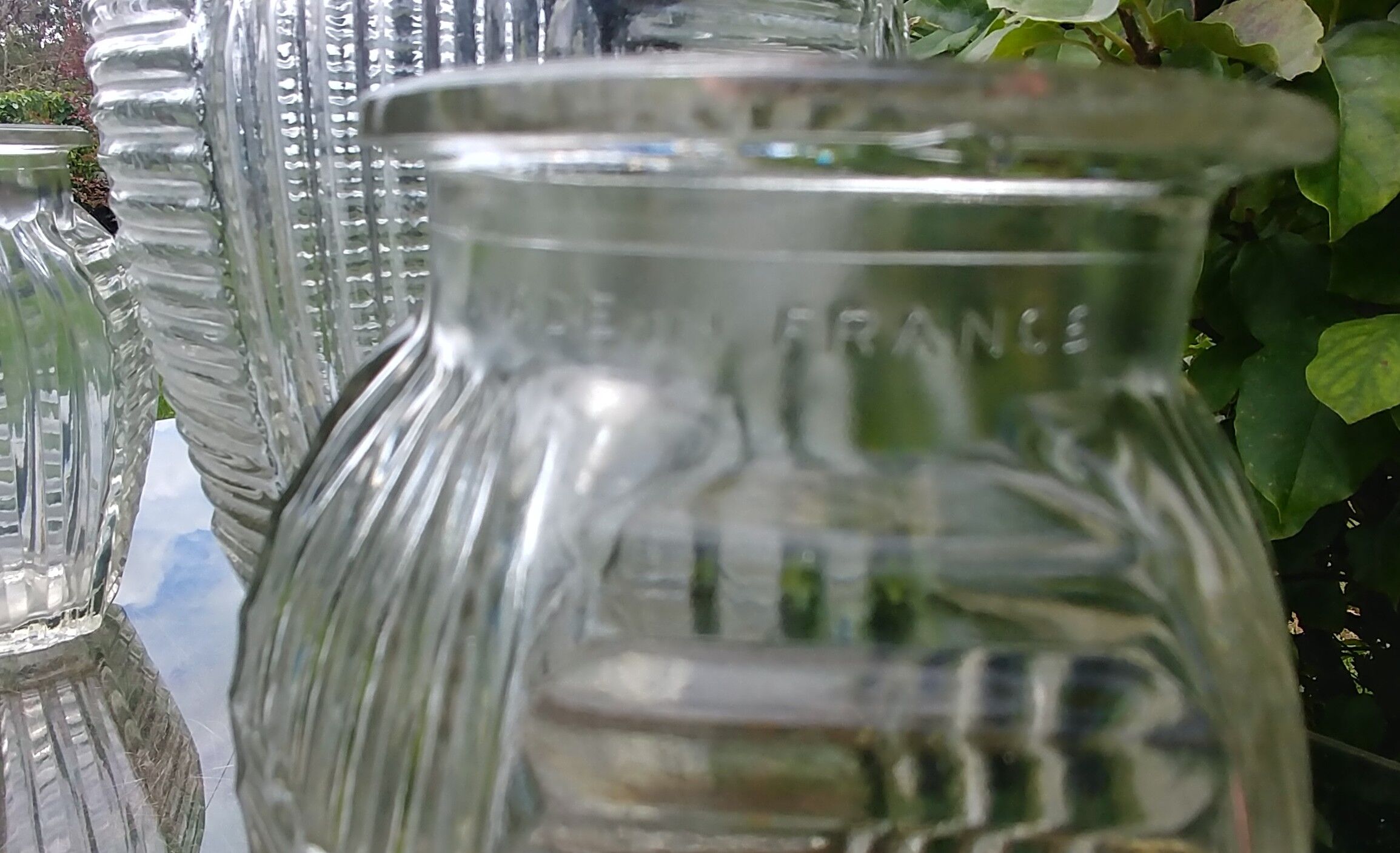 Set of three vases in molded glass old years 50/60 made in france