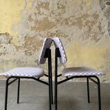 Lilac checkerboard chairs - Guermonprez style