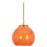 Orange glass pendant light by Peill Putzler, Germany, 1970.