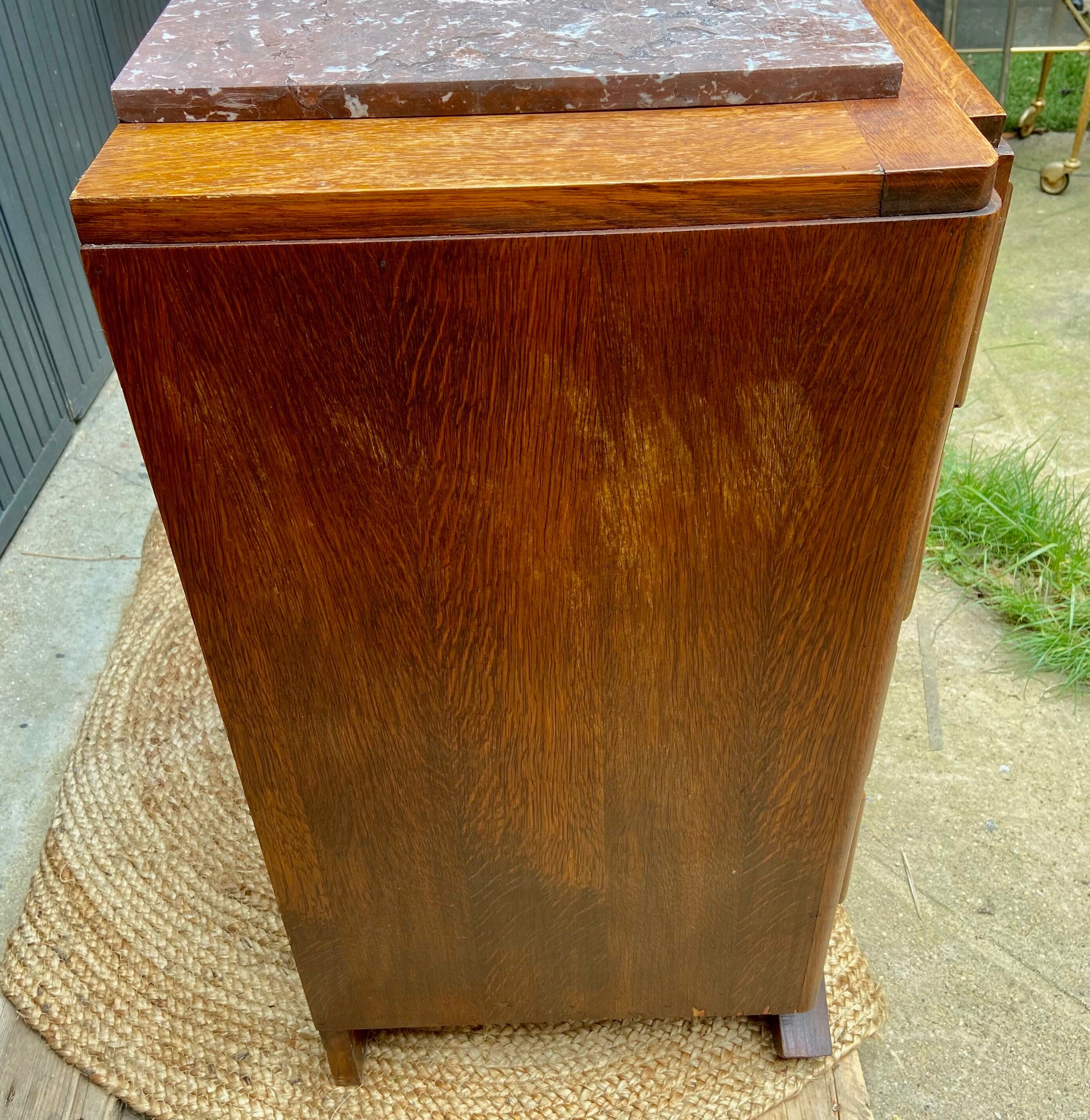 Art Deco chest of drawers in solid oak