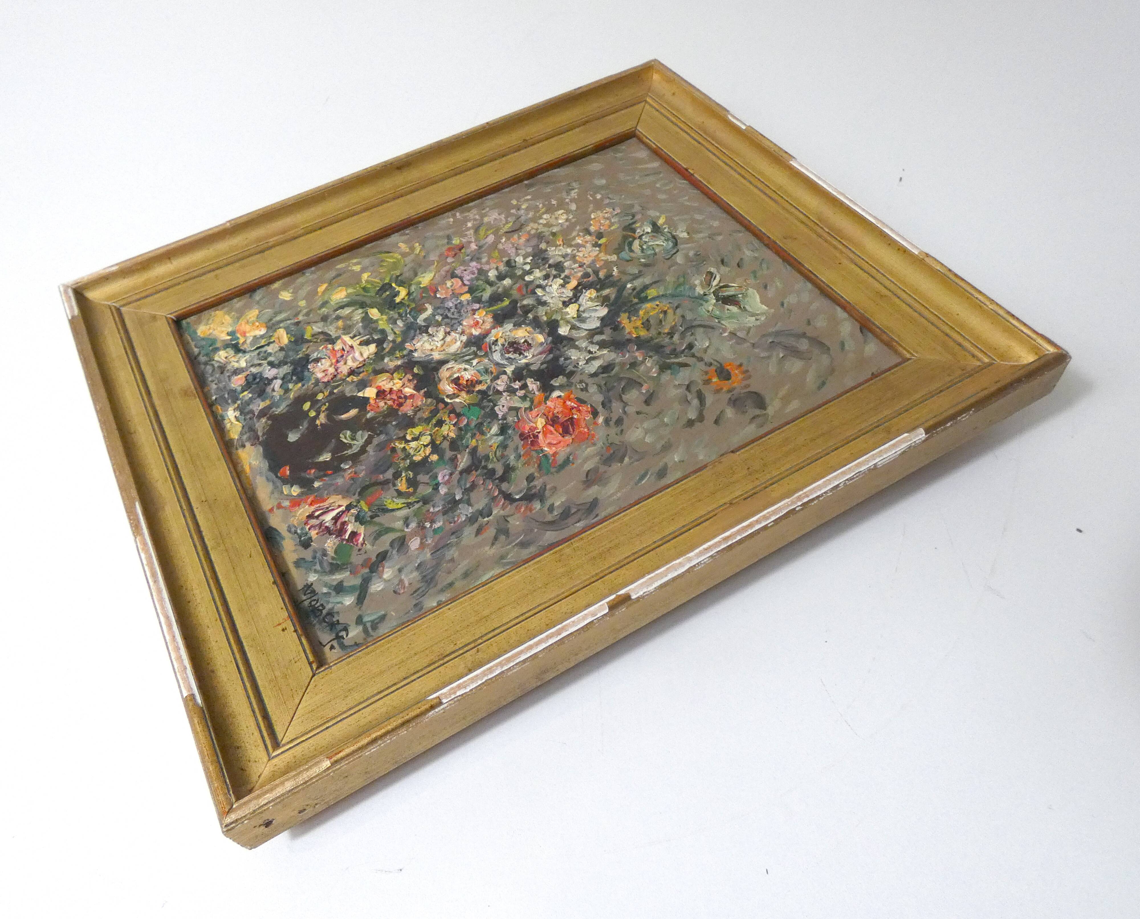 Oil painting on canvas, bouquet, signed MOBERG