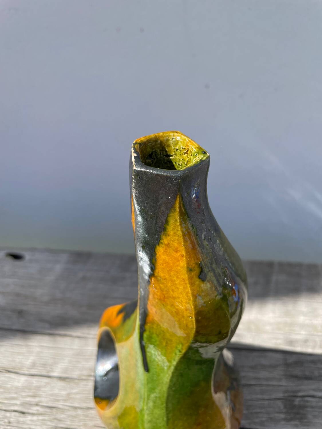 Vintage ceramic vase with drips