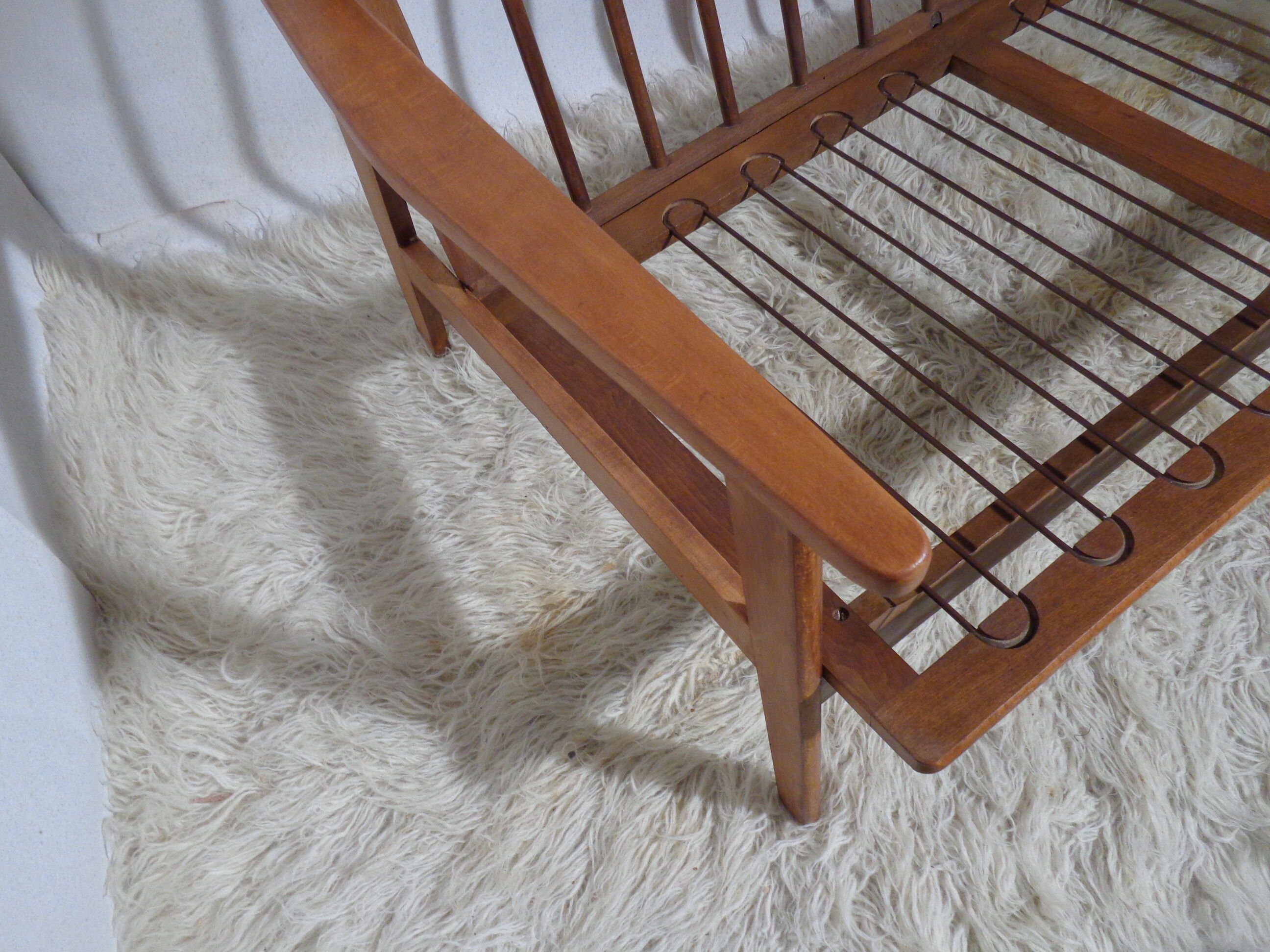 Vintage Scandinavian living room set in light wood