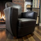 Vintage Art Deco leather armchair / single armchair / chair