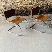 2 chairs MR10 by Ludwig Mies Van Der Rohe for Fasem, 1980