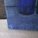 Still life on canvas bottles signed Majo Hilbey Poléo