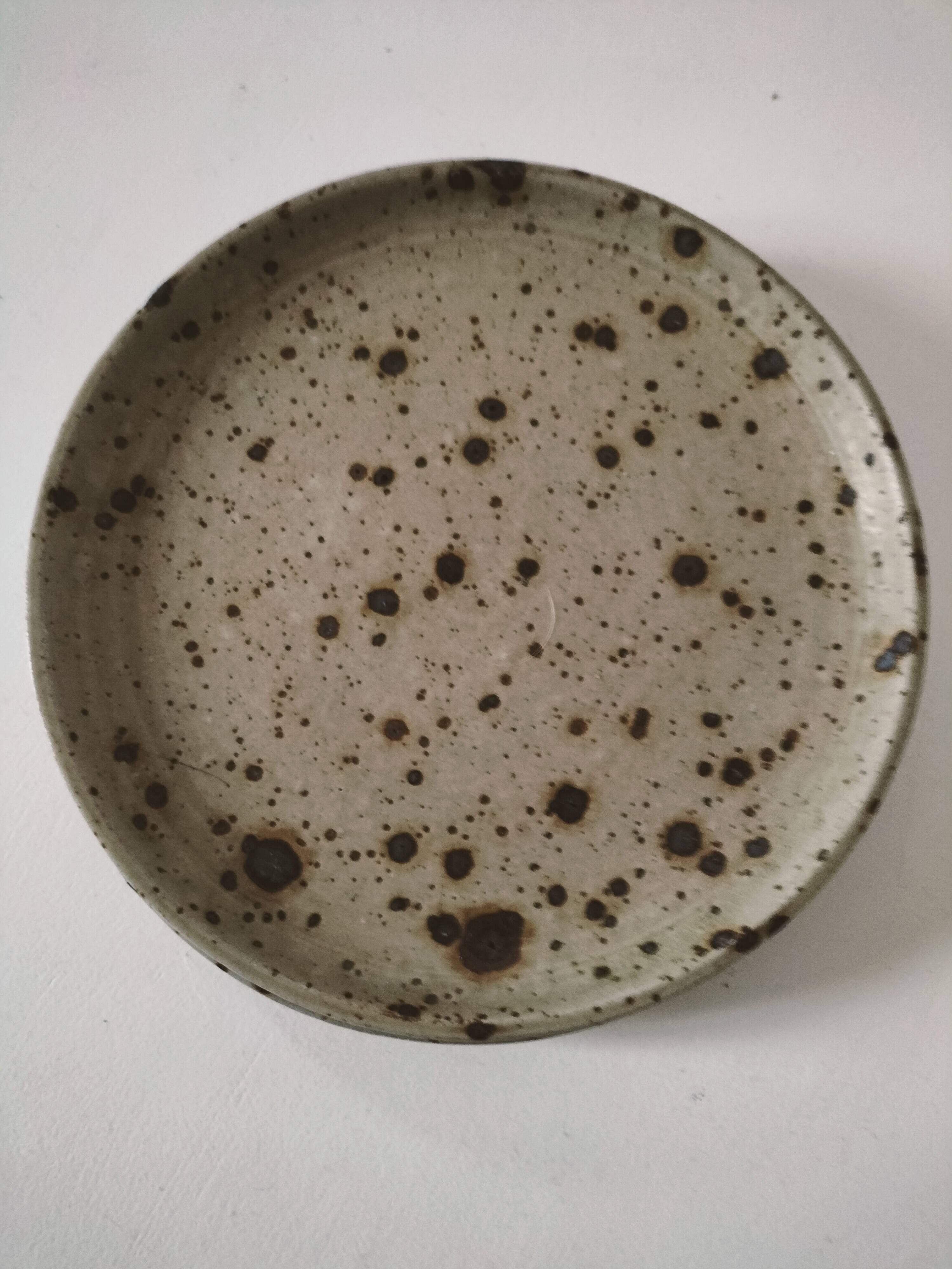 Set of two pyrite stoneware plates - natural mineral tones
