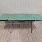 Table formica vert pieds eiffel extensible