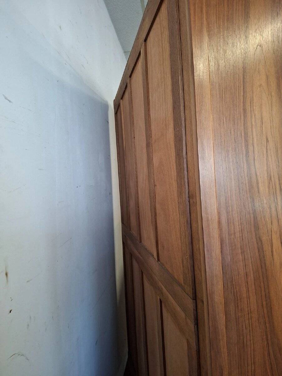 Louis XVI style wardrobe in solid walnut wood.