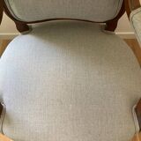 Voltaire armchair in walnut reupholstered
