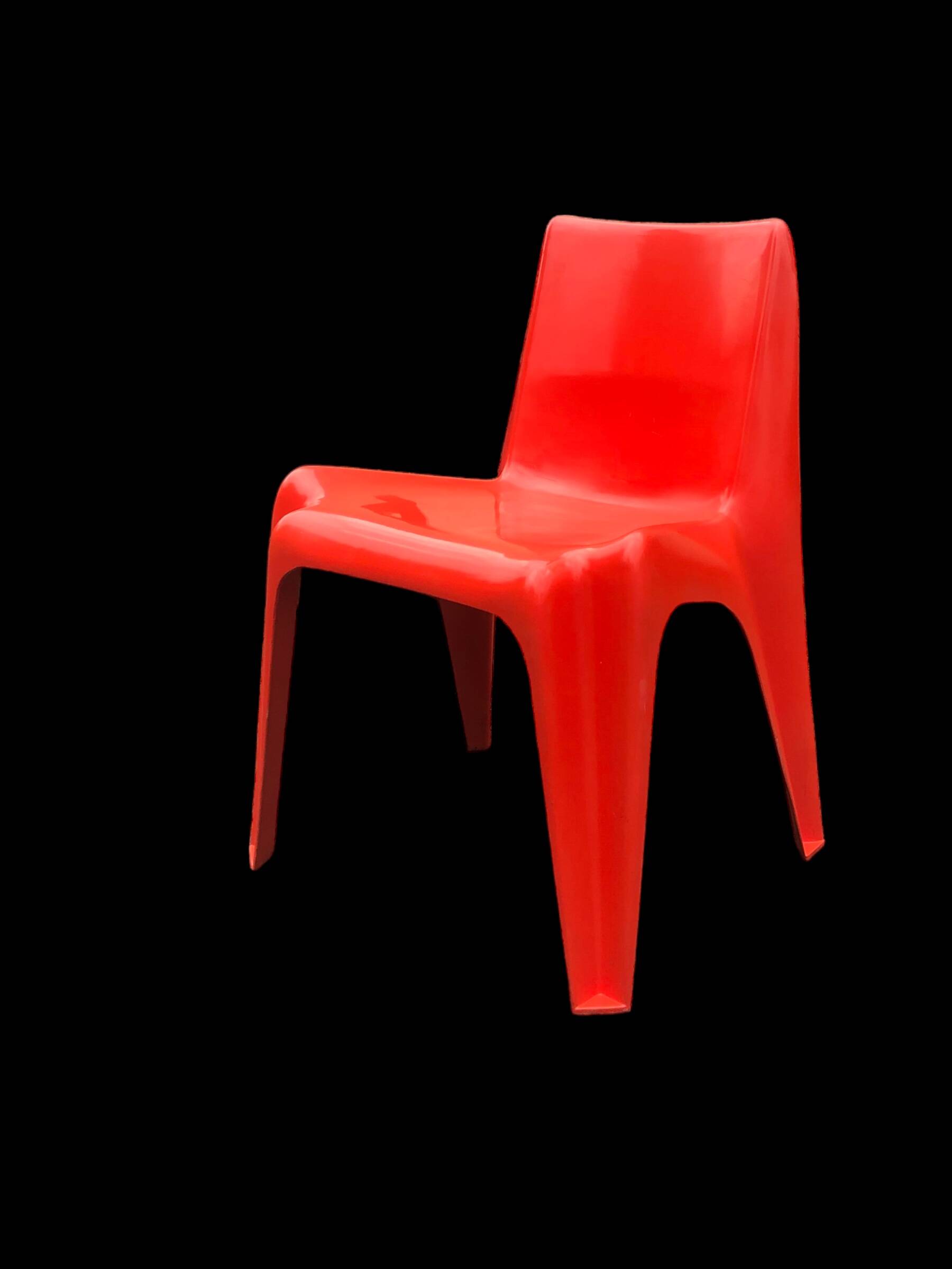 Space Age Bofinger BA1171 RED stackable fiberglass chair by Helmut Baetzner