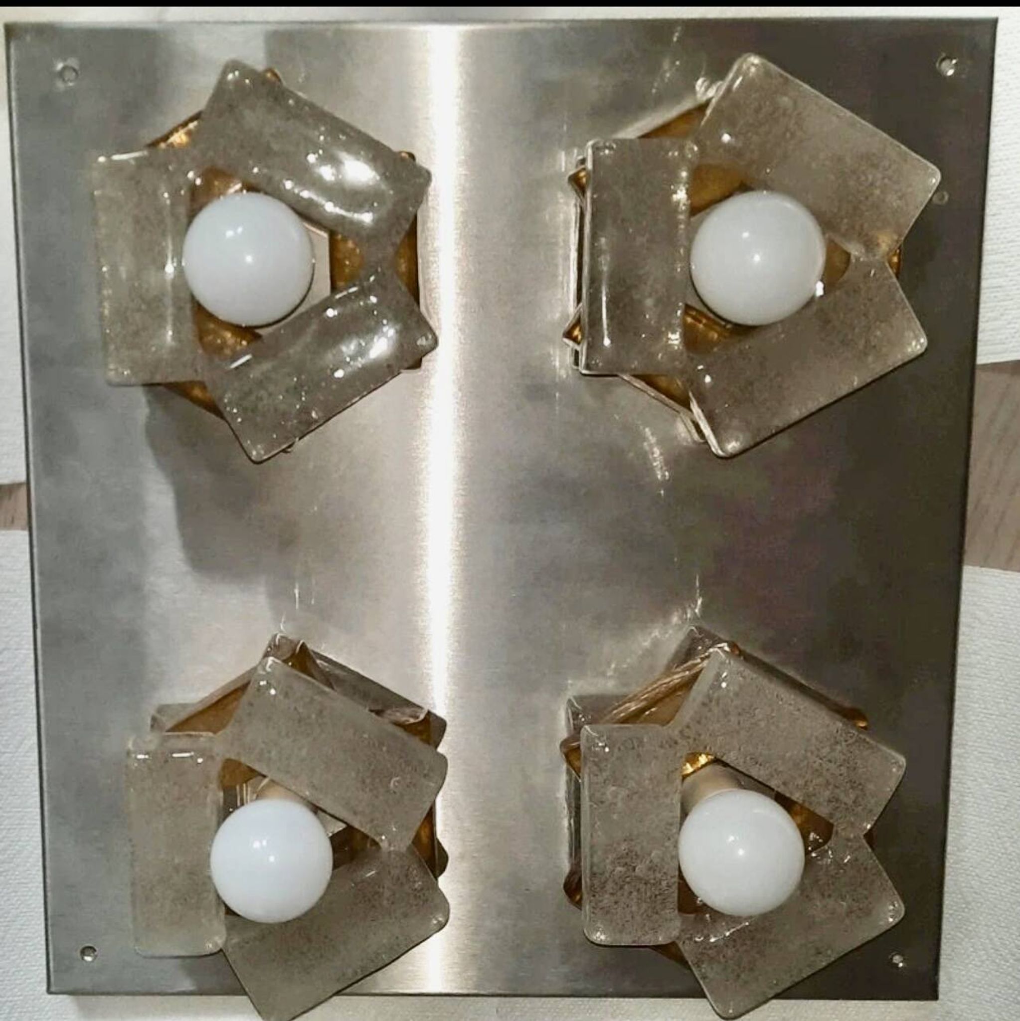 Albano Poli for Poliarte large 4-lamp wall light, Italy 1970.