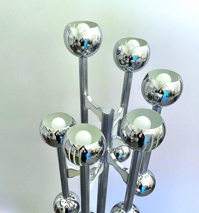 Lampadaire Space Age chromé, Italie 1970