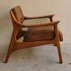 Fauteuil scandinace en cuir et noyer de Ferdinand 1960
