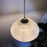 White Clichy glass pendant light with dome - 1930s - 6 copies available