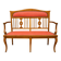 Art Nouveau bench in fruitwood with marquetry