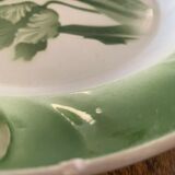 Hollow dish pattern green tulips longwy france old