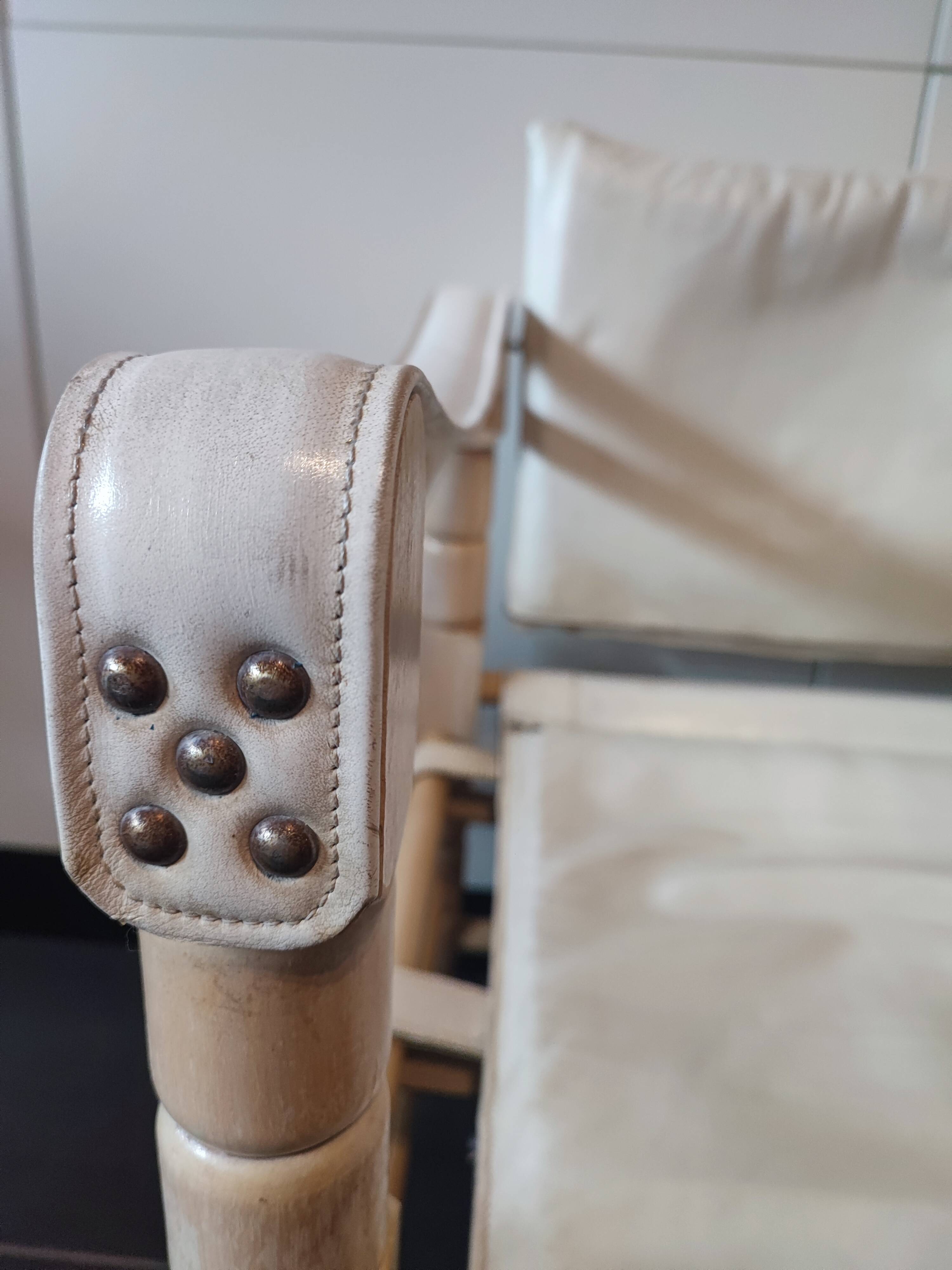 White leather safari armchair