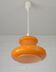 Vintage orange glass pendant light mid century modern retro hanging lamp