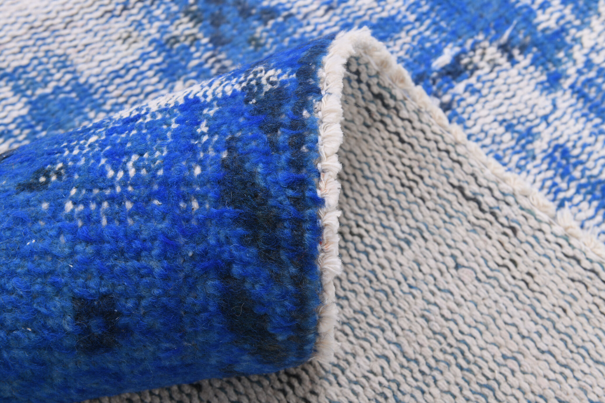 5x8 Faded Blue Handmade Wool Turkish Tapis Rug, 243x148Cm