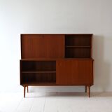 Danish vintage sideboard with drop-down door and sliding panels