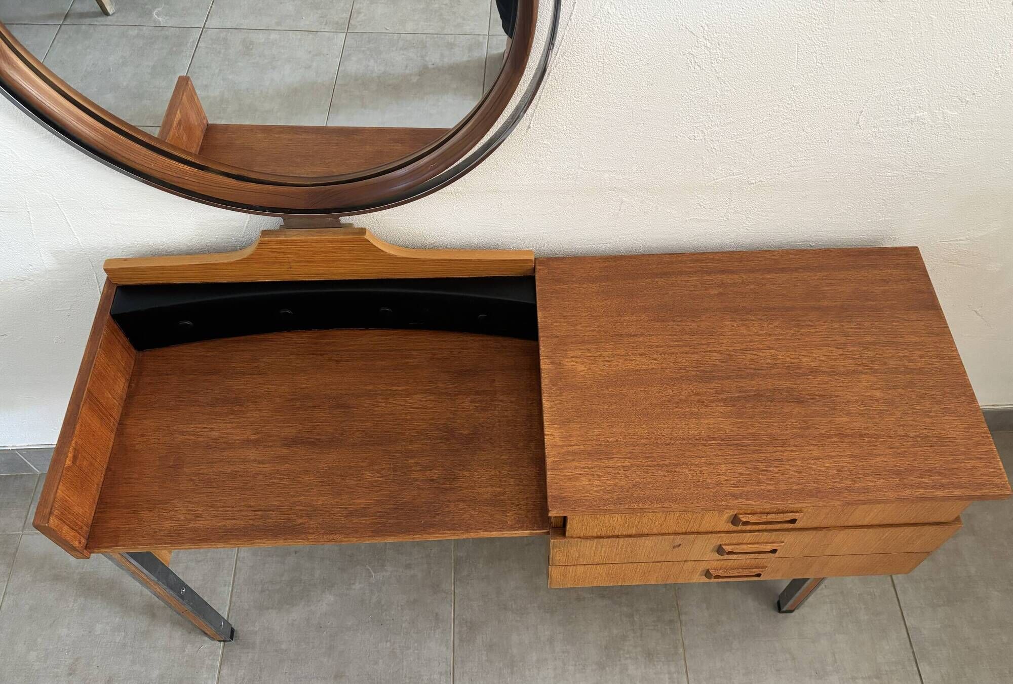 Coiffeuse scandinave vintage en teck, années 60
