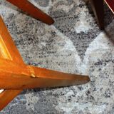 Set of 5 wooden chairs and red skaï