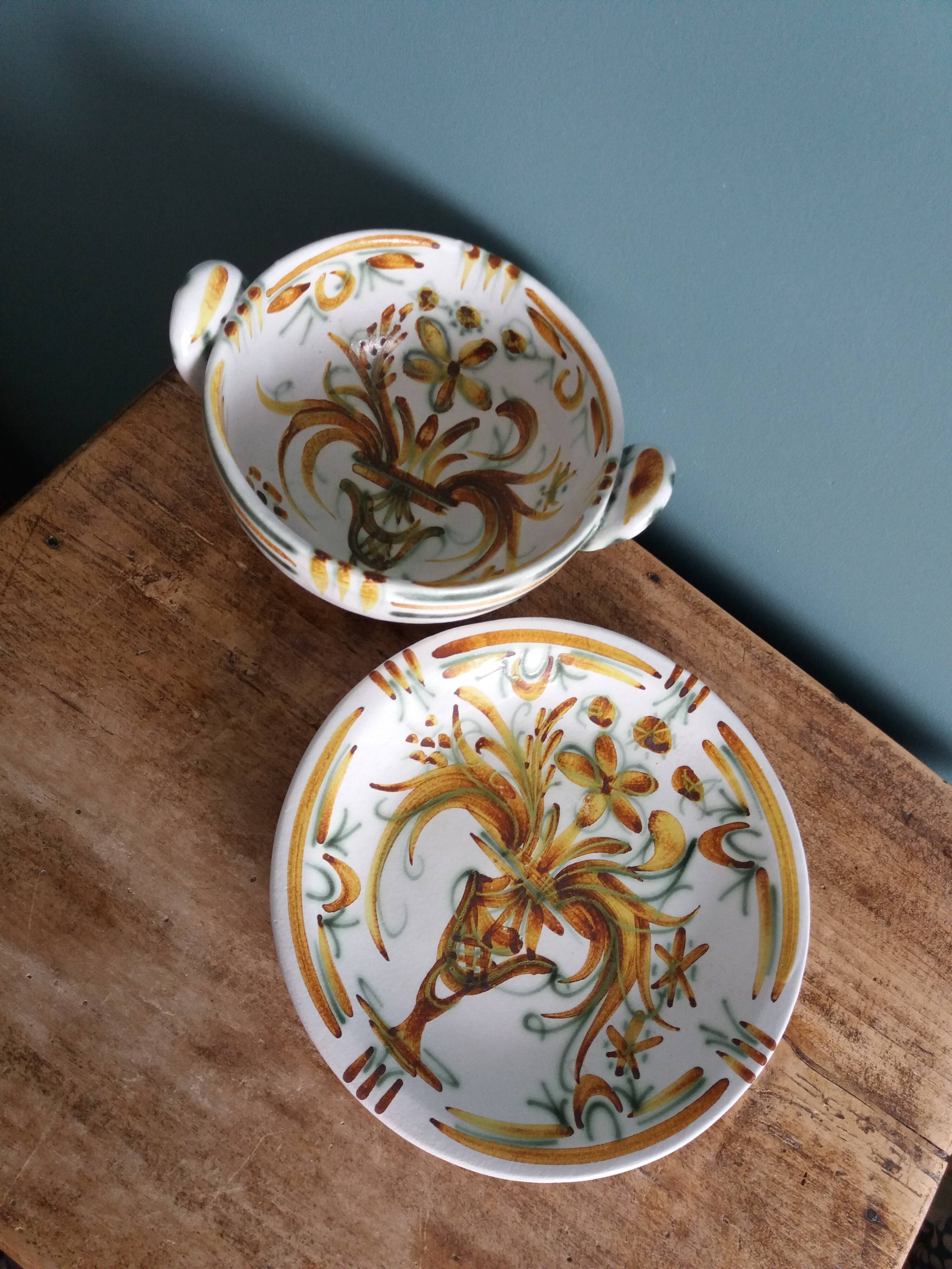 Lunch bowl and saucer Keraluc Quimper signed