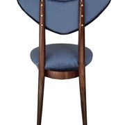 Heart-shaped blue velvet chair with walnut wood, mid-century, Poland, 1960s.