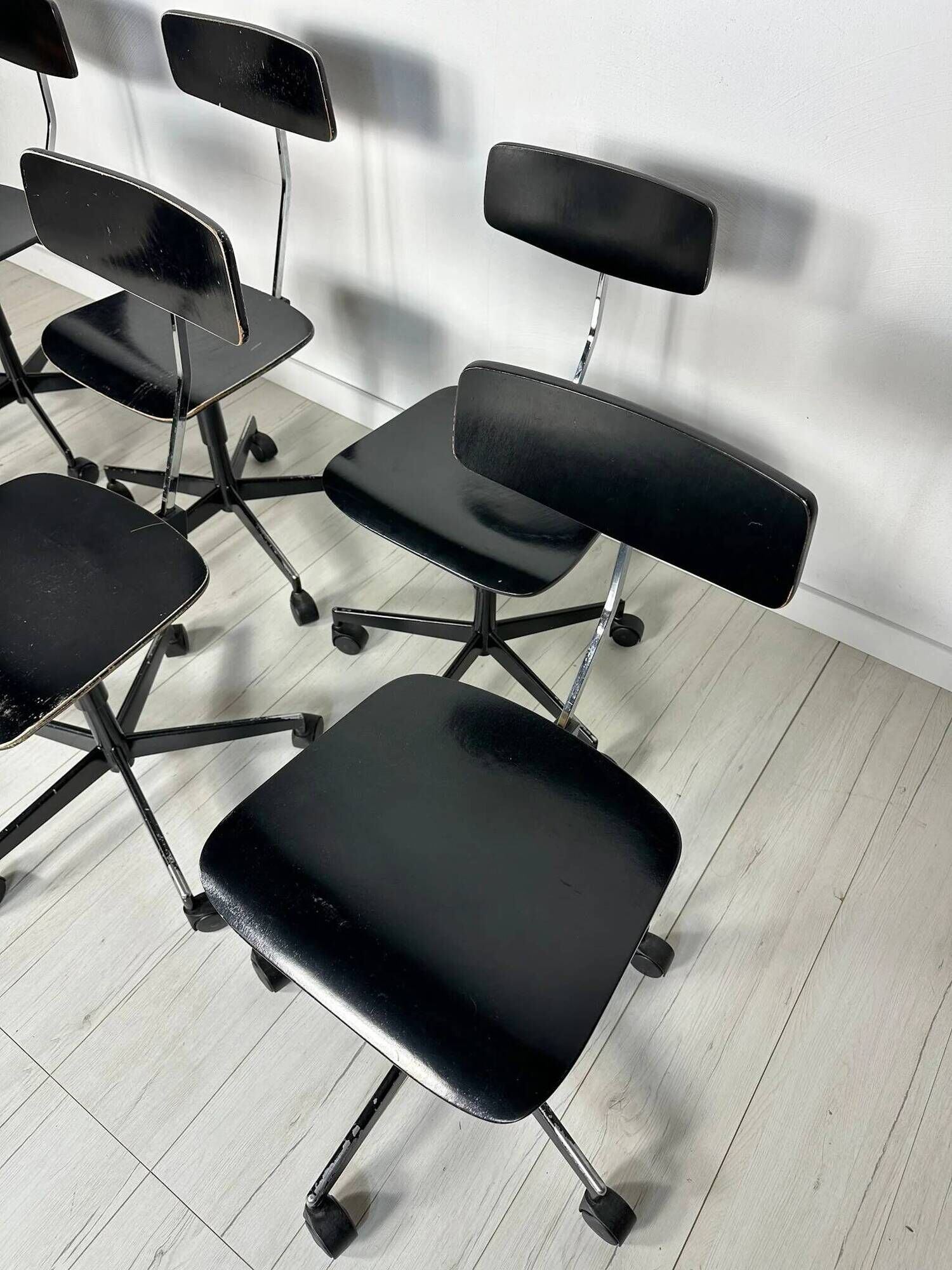 1/6 1950s vintage black architect desk chair by Jørgen Rasmussen for Labofa
