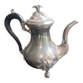 Teapot, coffee maker & kettle Pourer theiere in solid silver handle in ebene minerva martiaL