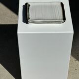 Trio of small rectangular serving dishes white and black Indonesian ceramic 21x16
