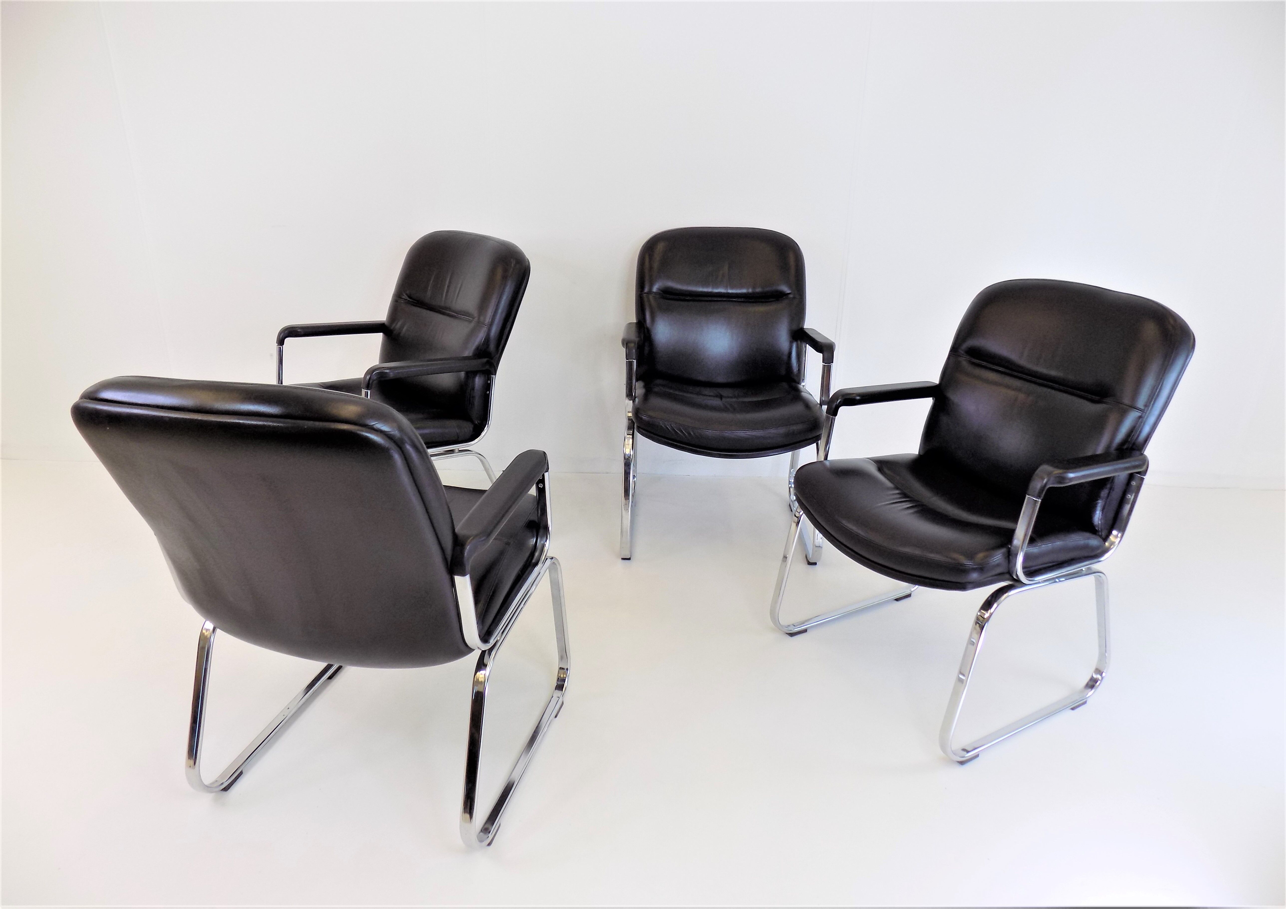 Set of 4 leather office chairs by Grahl