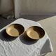 Lot de 2 assiettes creuses en grès liseré brun et marron D21,5