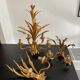 Chandelier and 2 sconces of vintage wheat gold leaf