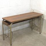 1960s double school desk in oak