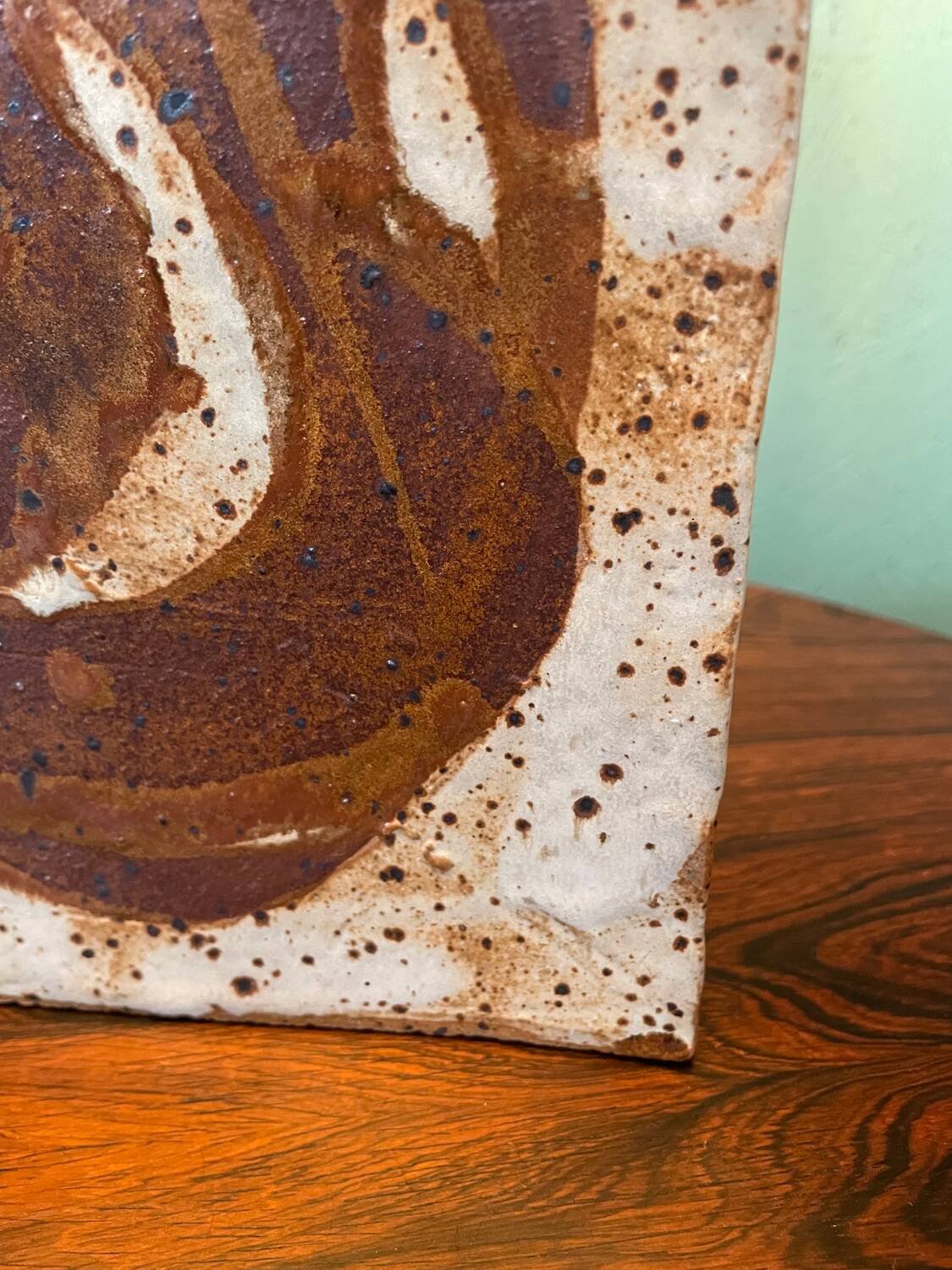 Danish Mid-Century Modern Pottery Table Lamp with Abstract Design 1975