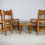 Ensemble de 4 chaises et table basse Maison Regain, France, circa 1970