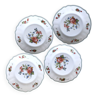 Set of 4 plates Arcopal extra resistant floral decoration model Ronsard TBE
