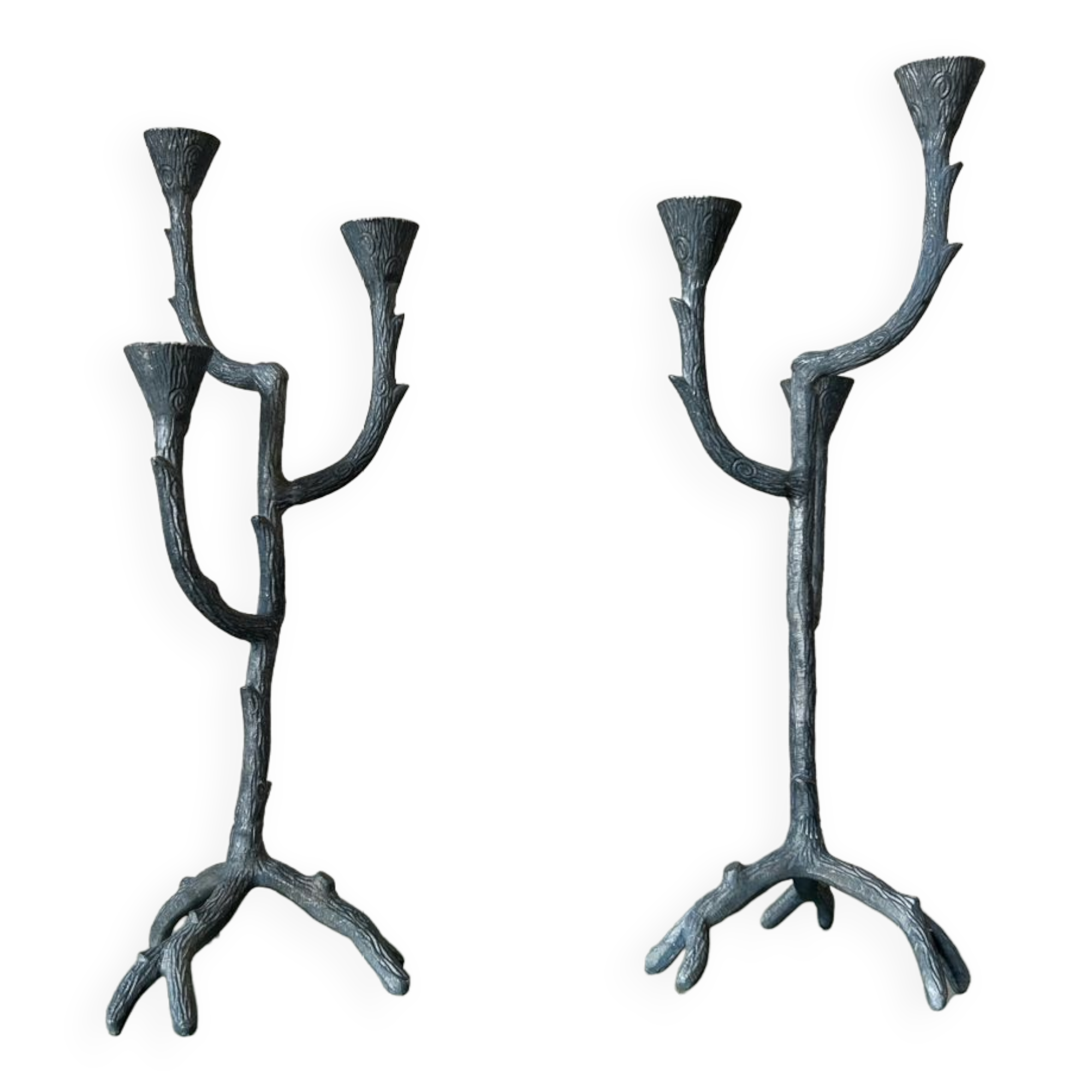 70s aluminum design candlesticks