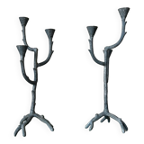 70s aluminum design candlesticks