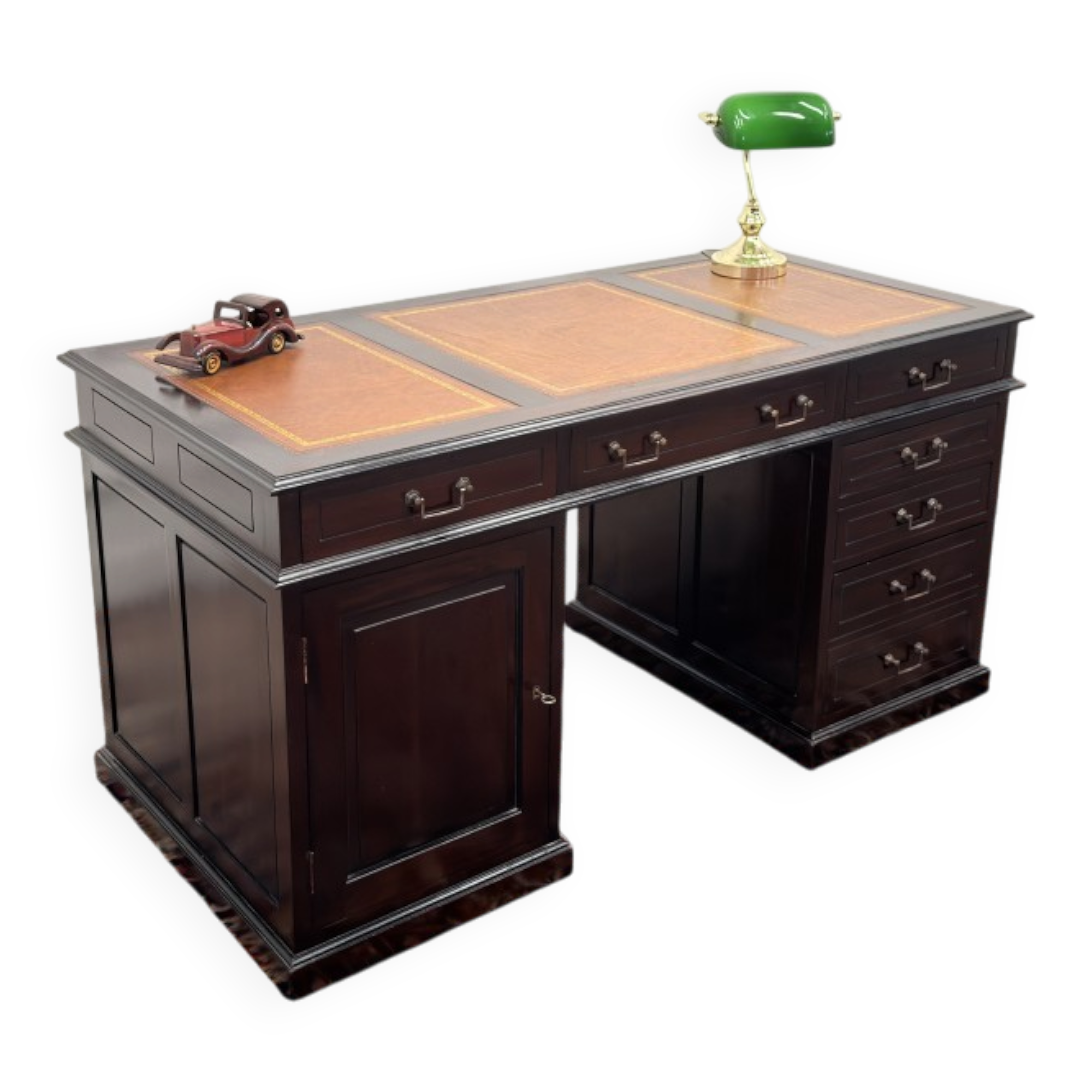 Bureau anglais classique avec incrustation en cuir