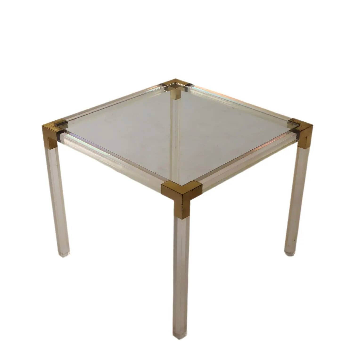 Vintage coffee table from the 1970s in brass and glass, Italy.