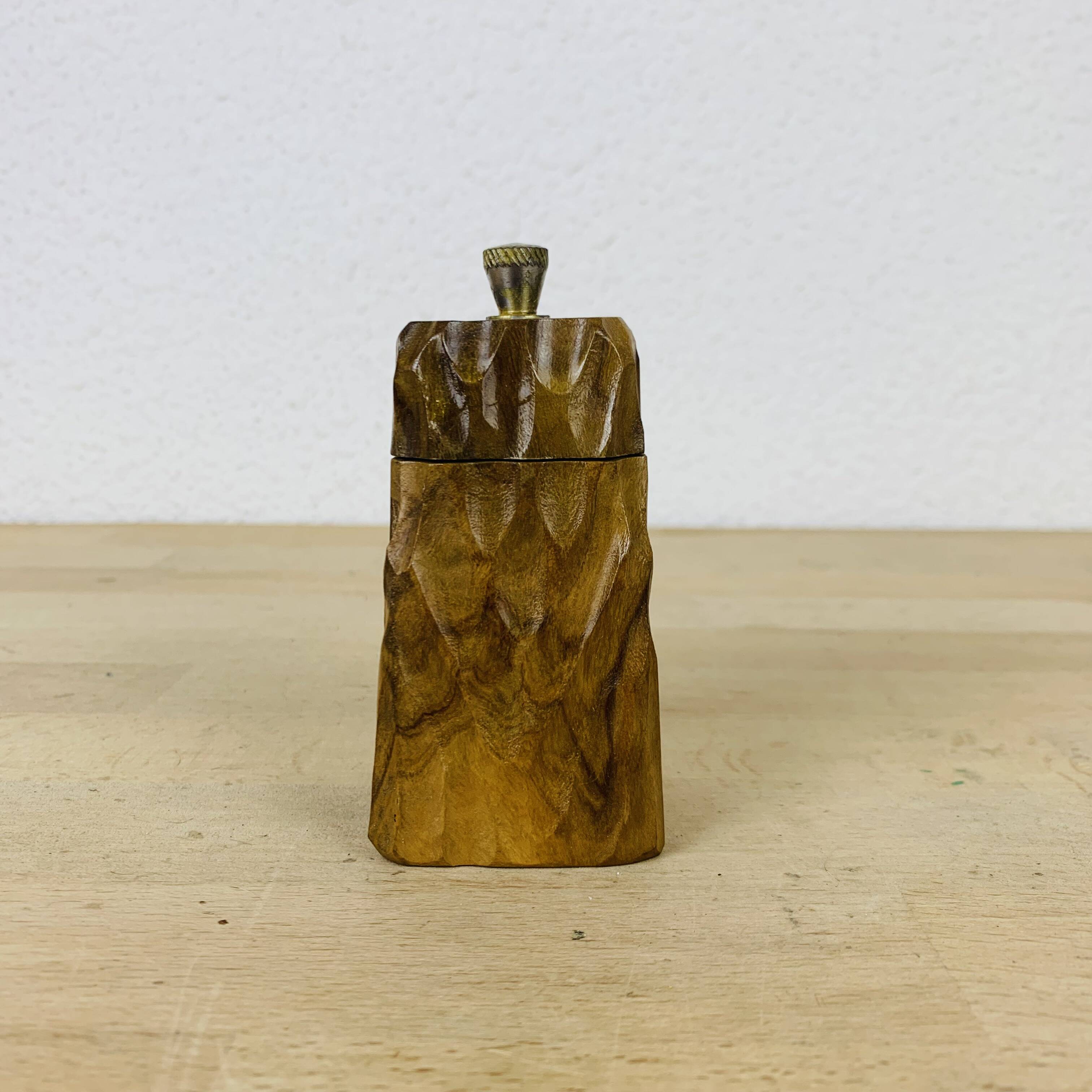Pepper shaker gouged brutalist olive wood