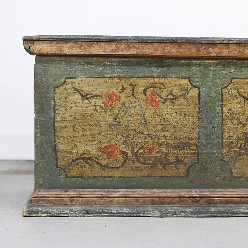 Painted folk art bridal chest 1753